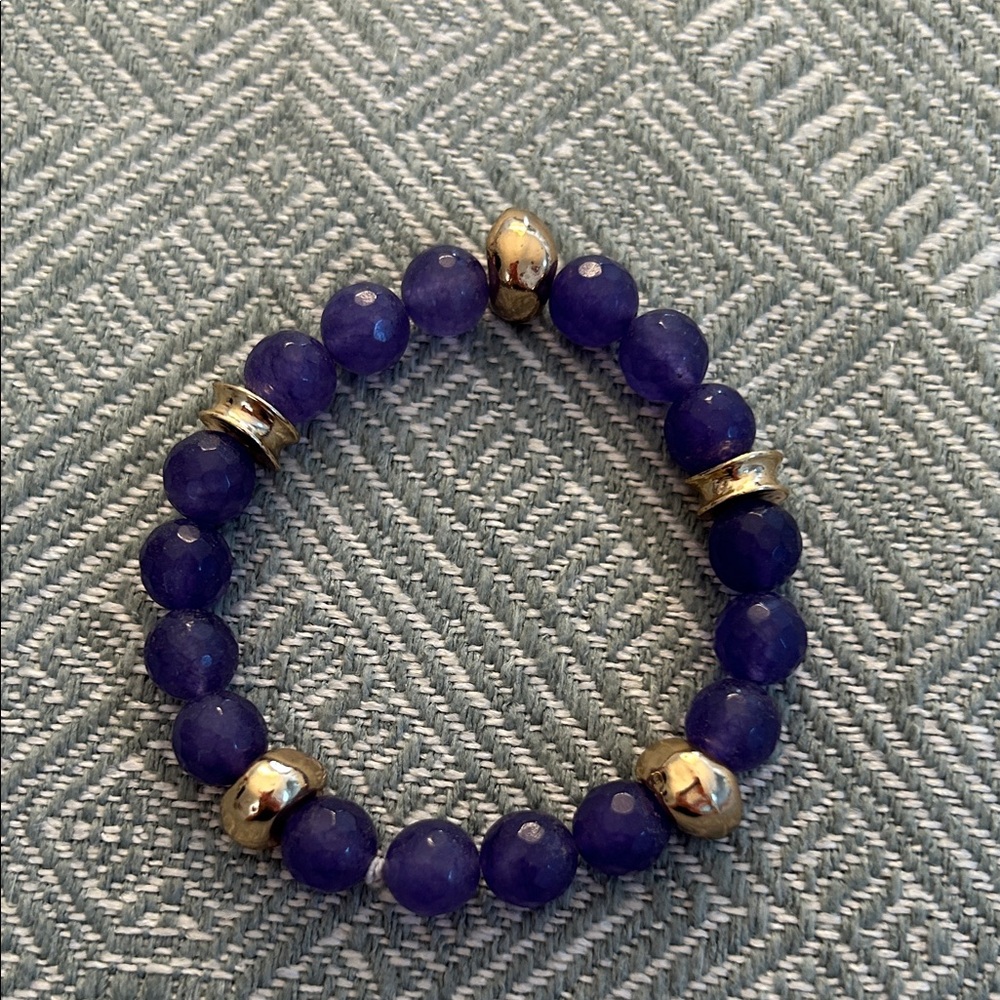 Elegant Purple and Gold Beaded Bracelet